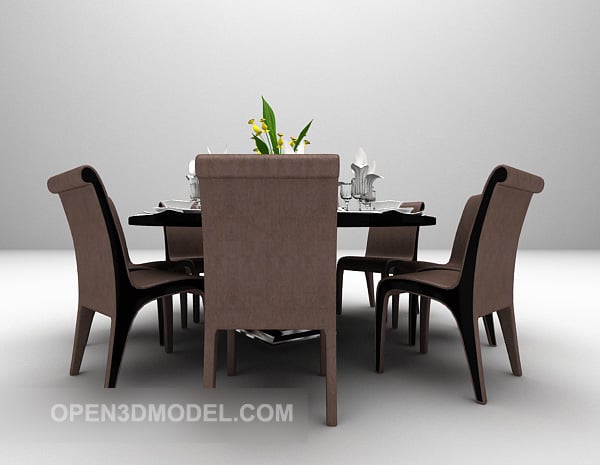Black Round Dining Table With Chair Set Free 3d Model Max Open3dmodel 537073