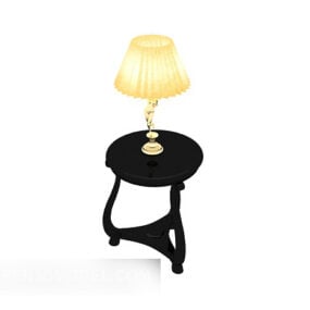 Black Side Table Coffee Table With Lamp 3d model