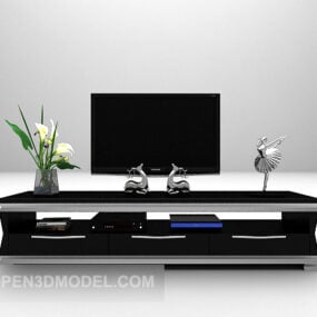 Prosta szafka pod telewizor w kolorze czarnym Model 3D