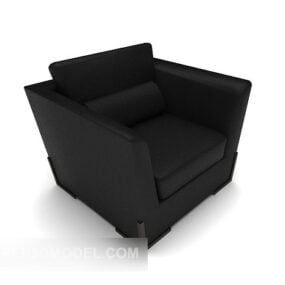 Black Simple Business Square Single Sofa 3d model