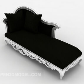 Black Leather Classic Single Sofa 3d model