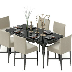 میز ناهارخوری با شش صندلی مدل سه بعدی