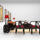 Азіатський чорний комбінований дерев'яний диван