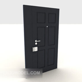 Model 3D drzwi antywłamaniowych z czarnego litego drewna
