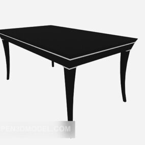 Black Solid Wood Dining Table 3d model