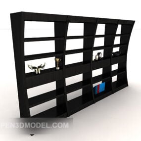 قفسه نمایشگر چوب جامد مشکی مدل سه بعدی