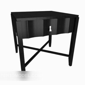 Black Solid Wood Drawer Cabinet 3d model
