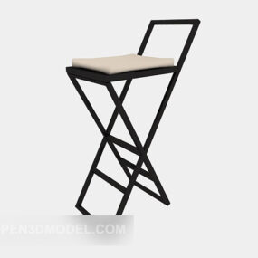 Black Solid Wood High Chair 3d model