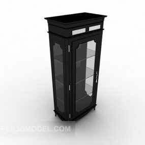 黑色实木房子书柜3d模型