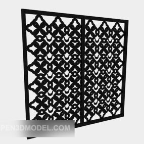 Black Solid Wood Screen 3d model