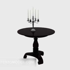 שולחן צד ספה מעץ מלא שחור דגם תלת מימד