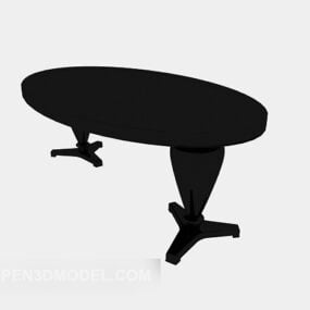 Black Solid Wood Tea Table 3d model