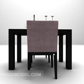 차 블랙 테이블과 의자 3d 모델