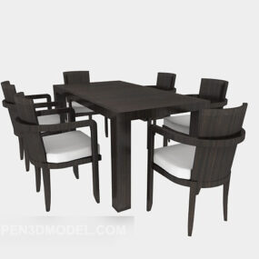 Svarta stolar bordsmöbler 3d-modell