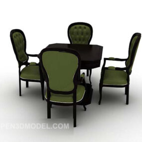 Black Table And Chair Combinatiom 3d model