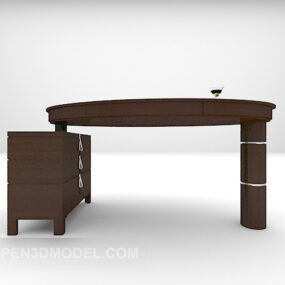 Black Table And Chair Dark Wood 3d model