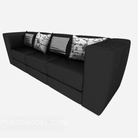 Black Three-person Sofa 3d model