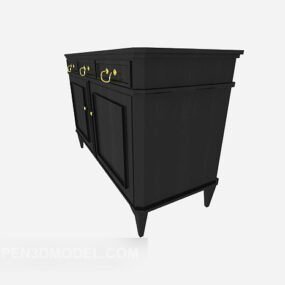 Black Utility Side Cabinet 3d model