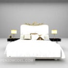 Wood Bed Queen Size White Color