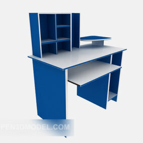 Modrý stůl práce z domova 3d model