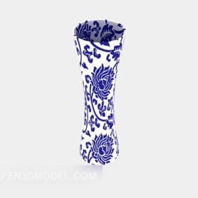 Mavi Çiçek Vazo Seramik 3d modeli