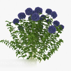 Modelo 3d de arbustos de plantas de flores azules.