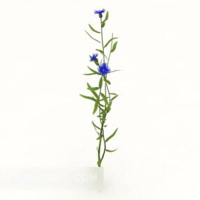 Modelo 3d de planta com flor azul