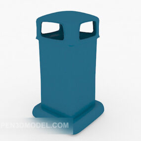 3д модель синего пластикового мусорного бака