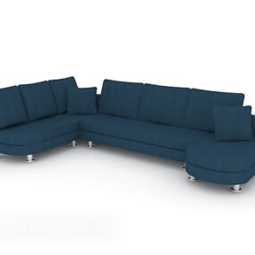 Blue Fabric Set Of Sofa 3d model