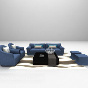 Blå Kombinationssoffa Möbler 3d-modell
