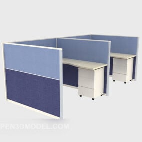 Zone de bureau bleue de travail modèle 3D