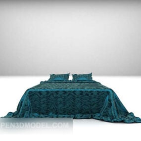 Blue Velvet Double Bed Furniture V1 3d model