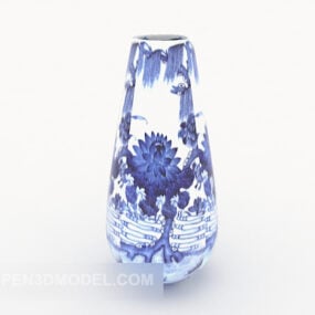 青い花の磁器装飾3Dモデル