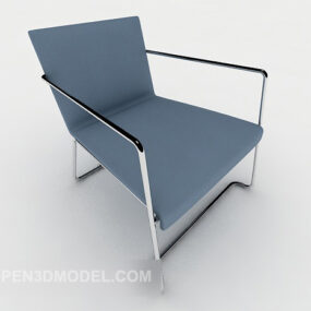 Blue Fabric Lounge Chair 3d model