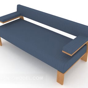 Blue Fabric Simple Multi-seaters Sofa 3d model
