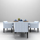 Blauer einfacher Tisch und Stuhl 3D-Modell