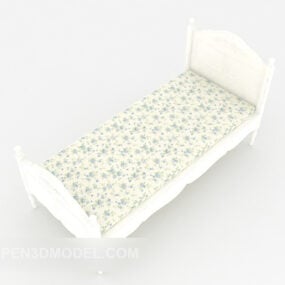 Mô hình 3d giường đơn hoa nhỏ màu xanh