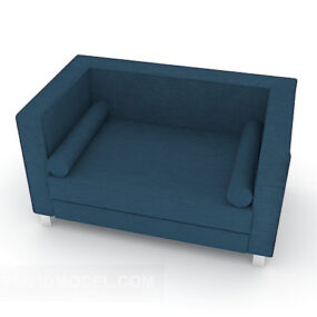 نموذج أريكة مربعة زرقاء واحدة ثلاثية الأبعاد