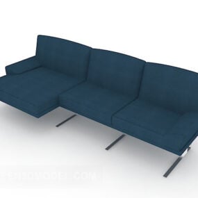 Blue Three-person Sofa 3d model