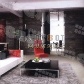Bohemisk stil tema möbler interiör 3d-modell