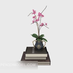 Book With Potted Ornament 3d model