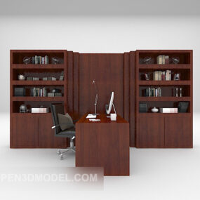 Black Bookcase With Book, Bird Decorative 3d model