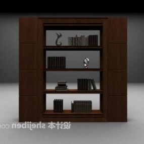 Wooden Bookshelf Bedroom 3d model