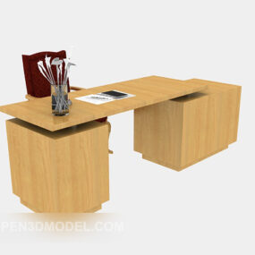 Boss Desk Wooden With Chair 3d model