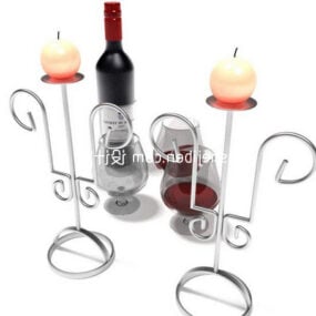 Model 3d Candlestick Logam Botol Anggur