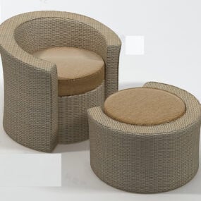 Cadeira de sofá boutique de vime modelo 3d