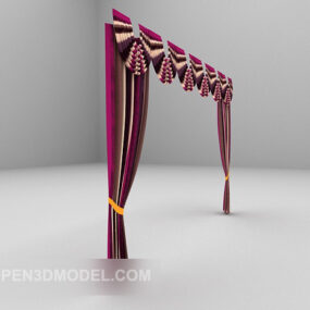 ヴィンテージの赤いカーテンの家具3Dモデル
