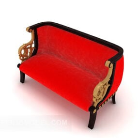 Europejska sofa wieloosobowa z czerwonej tkaniny Model 3D