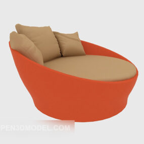 3д модель большого круглого односпального дивана