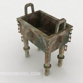 Ancient Bronze Urn Rectangular 3d model